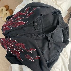 LF DENIM CARMAR JACKET RED FLAMES